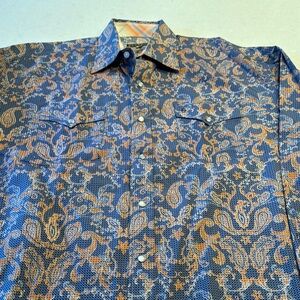 Stetson Blue and Orange Casual Button Down Shirt snaps